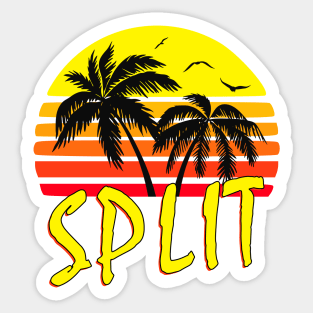 Split Croatia Retro Sunset Sticker